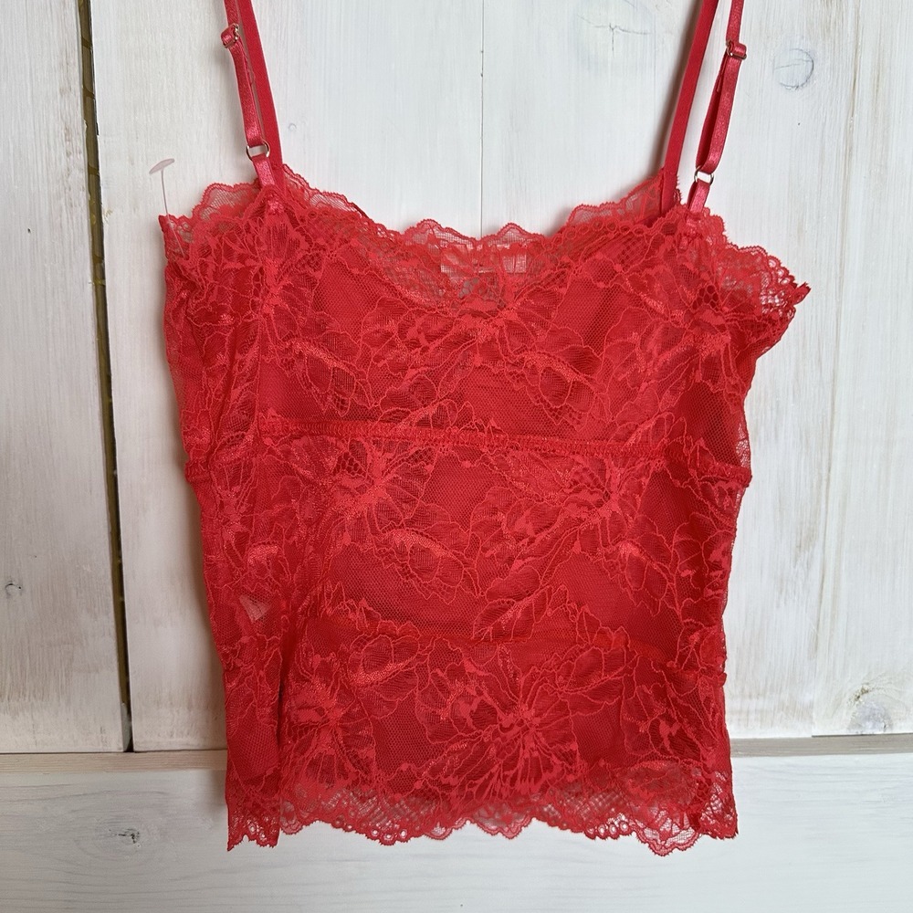 Free People Woman's Lacey Essential Cami Tank Red Rose Size XS New NWOT Y2K Boho - Picture 7 of 11